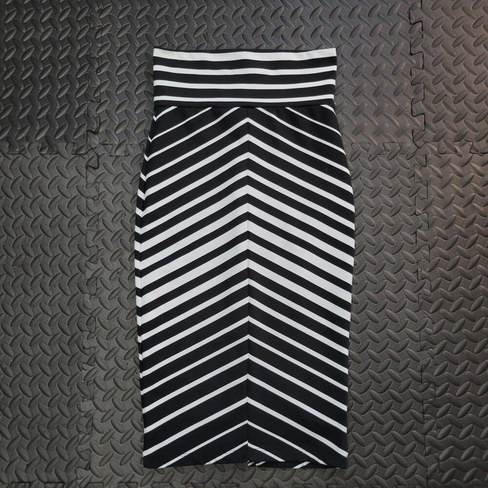 Bebe Black and White Striped Bodycon Pencil Skirt Retro 90s Style Y2K Capsule